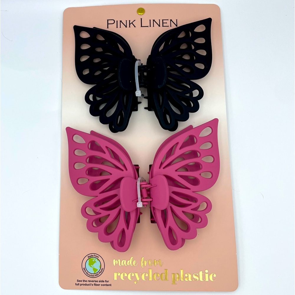 2 Pack Hair Claws Unique Pink & Black Butterfly Designs